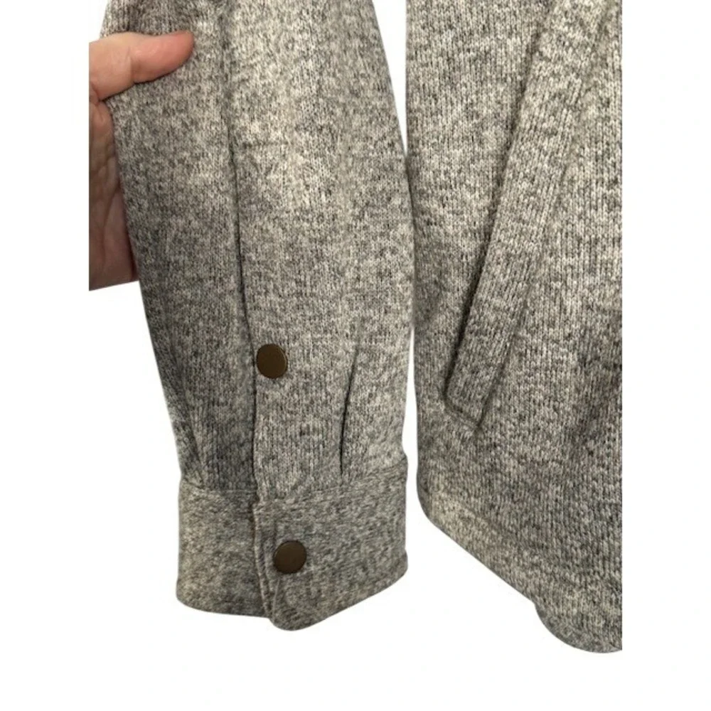 Eddie Bauer Sherpa Lined‎ Fleece Shirt Jacket Mens Gray Button Up - Large
